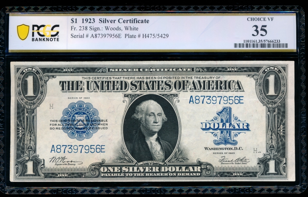 Fr. 238 1923 $1  Silver Certificate AE block PCGS 35 A87397956E