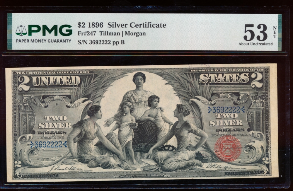 Fr. 247 1896 $2  Silver Certificate  PMG 53NET 3692222