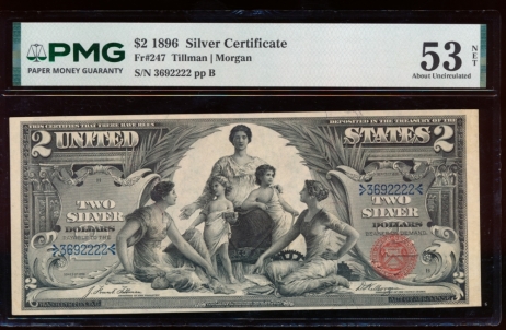 Fr. 247 1896 $2  Silver Certificate  PMG 53NET 3692222
