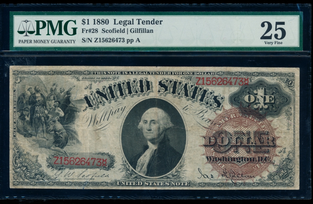 Fr. 28 1880 $1  Legal Tender  PMG 25 Z15626473