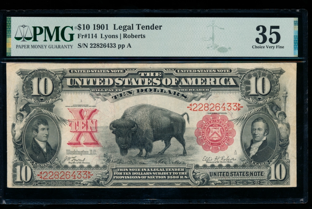 Fr. 114 1901 $10  Legal Tender  PMG 35 comment 22826433