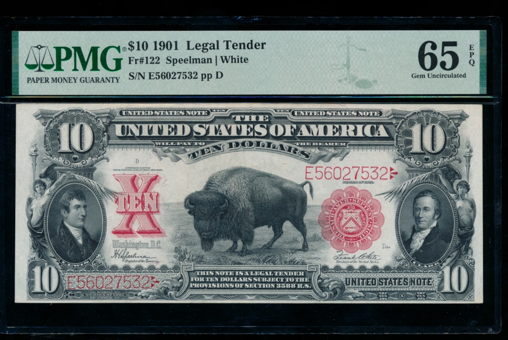 Fr. 122 1901 $10  Legal Tender  PMG 65EPQ E56027532