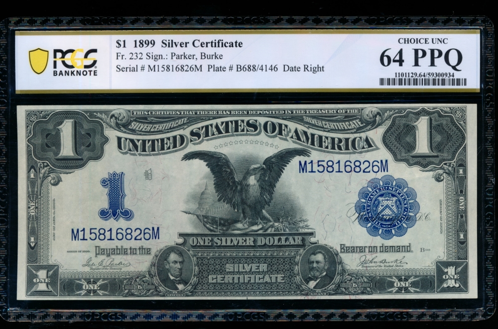 Fr. 232 1899 $1  Silver Certificate  PCGS 64PPQ M15816826M