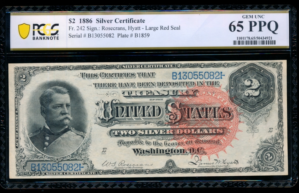 Fr. 242 1886 $2  Silver Certificate  PCGS 65PPQ B13055082
