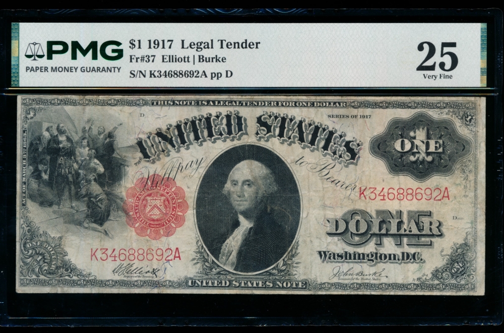 Fr. 37 1917 $1  Legal Tender  PMG 25 K34688692A