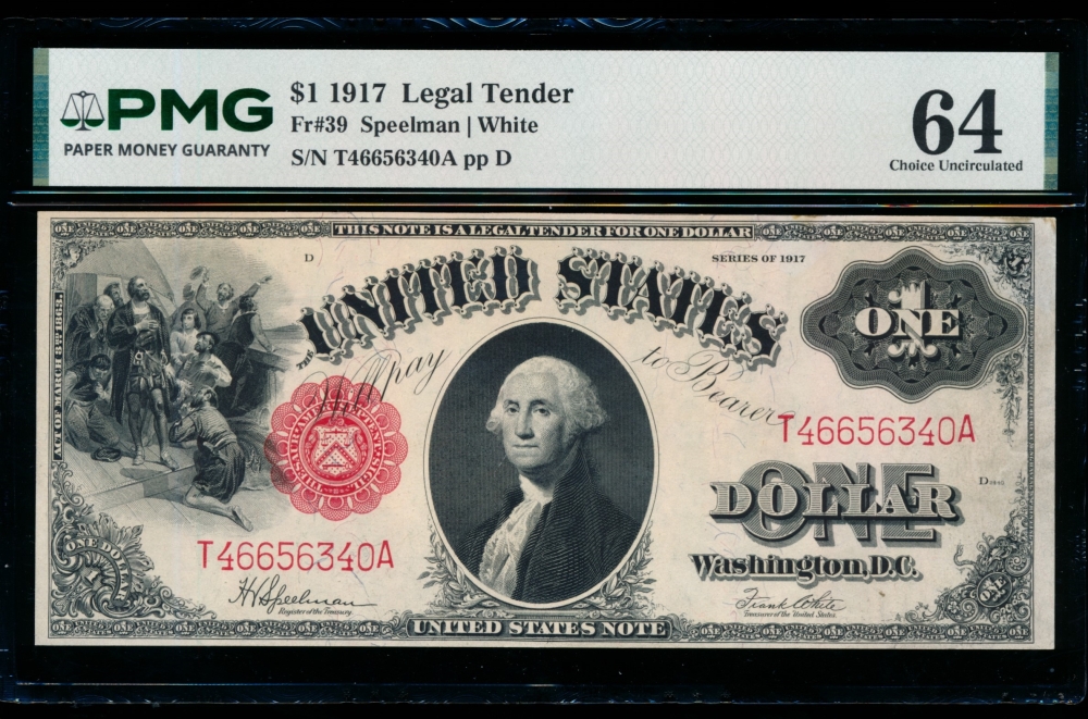 Fr. 39 1917 $1  Legal Tender  PMG 64 comment T46656340A