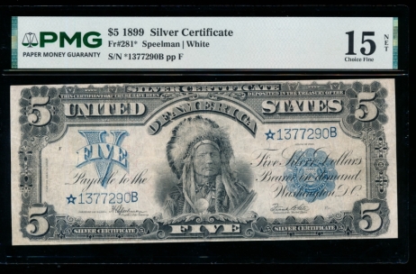 Fr. 281 1899 $5  Silver Certificate  PMG 15NET *1377290B