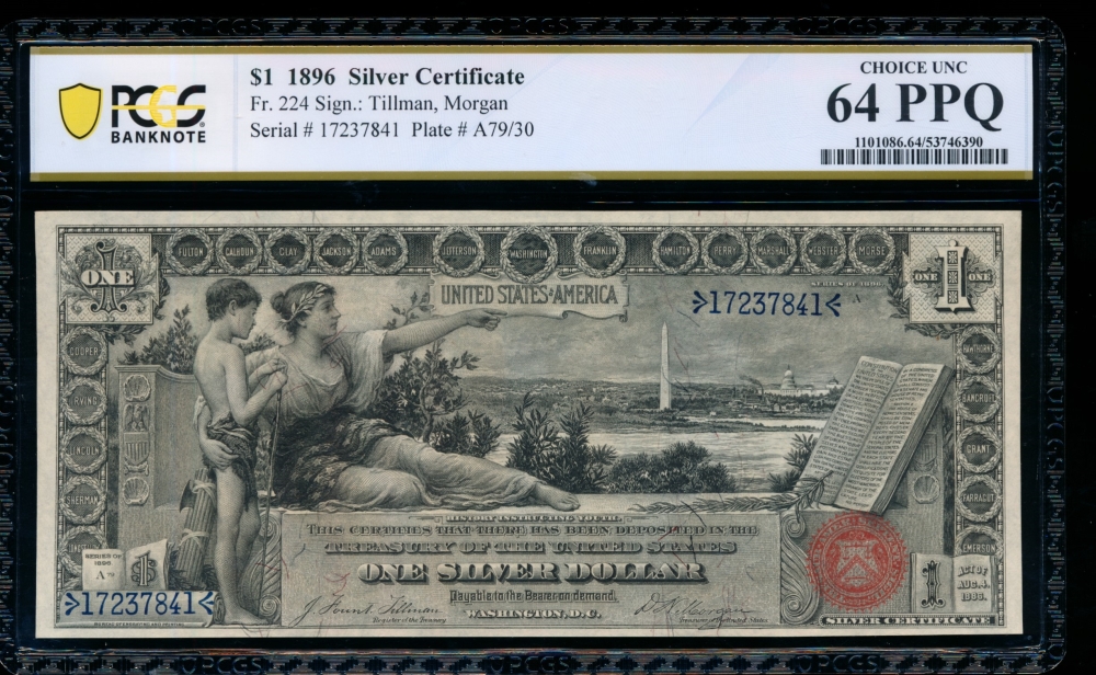 Fr. 224 1896 $1  Silver Certificate  PCGS 64PPQ 17237841