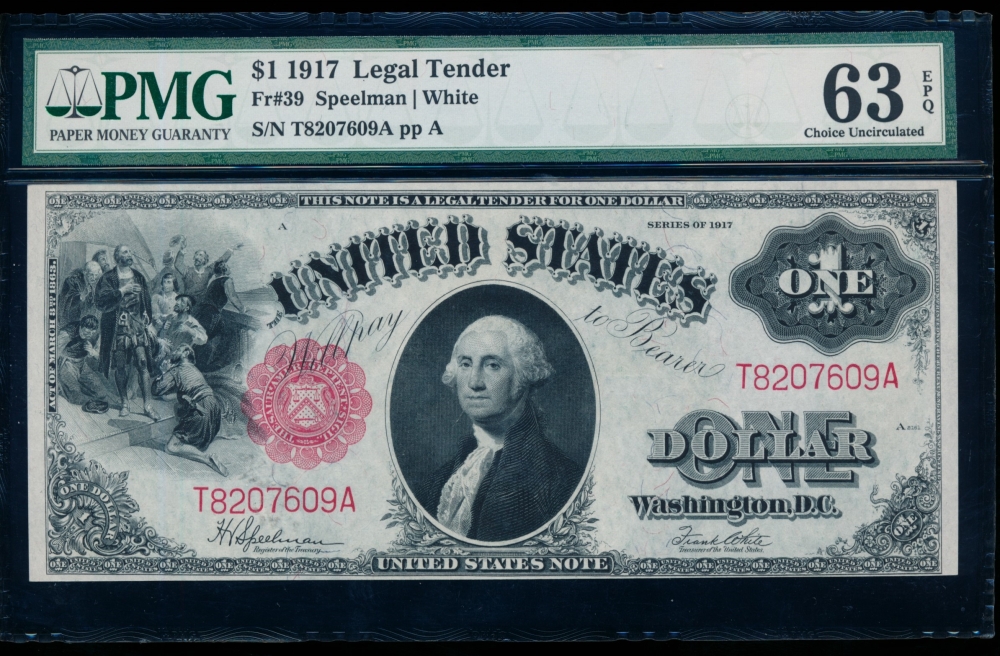 Fr. 39 1917 $1  Legal Tender  PMG 63EPQ T8207609A