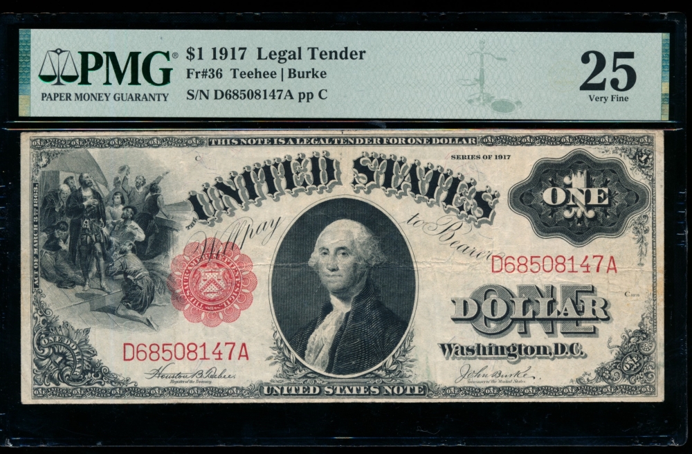 Fr. 36 1917 $1  Legal Tender  PMG 25 D68508147A