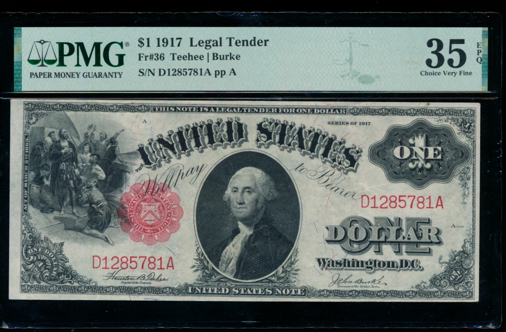 Fr. 36 1917 $1  Legal Tender  PMG 35EPQ D1285781A