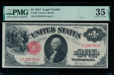 Fr. 36 1917 $1  Legal Tender  PMG 35EPQ D1285781A