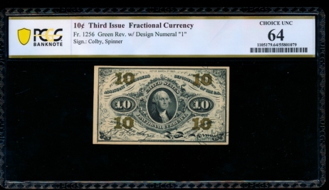 Fr. 1256  $0.10  Fractional Third Issue; Green Back, 