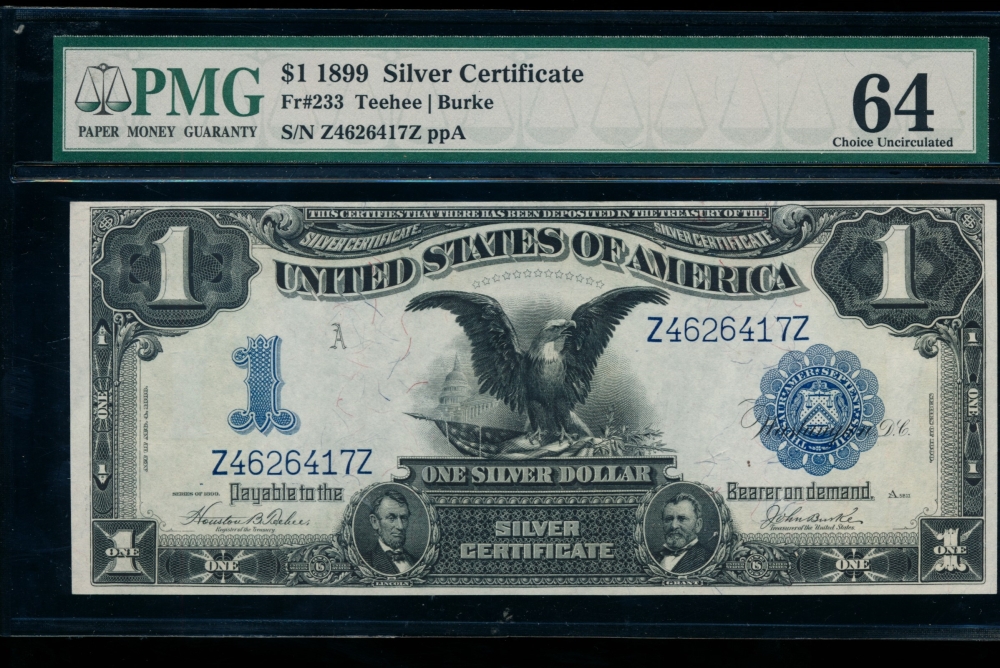 Fr. 233 1899 $1  Silver Certificate  PMG 64 Z4626417Z