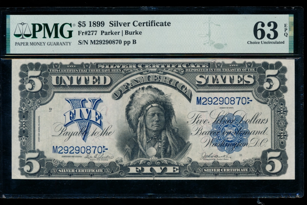 Fr. 277 1899 $5  Silver Certificate  PMG 63EPQ M29290870