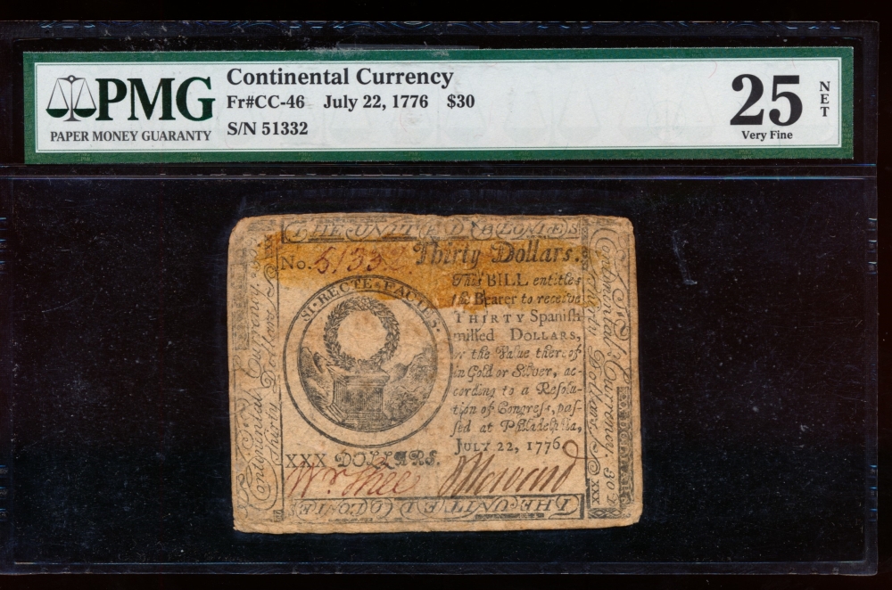 Fr. CC-46 1776 $30  Continental July, 22 PMG 25NET 51332